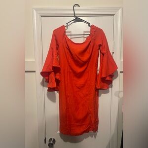 Venus women’s ruffle dress with slit size 10 off the shoulder